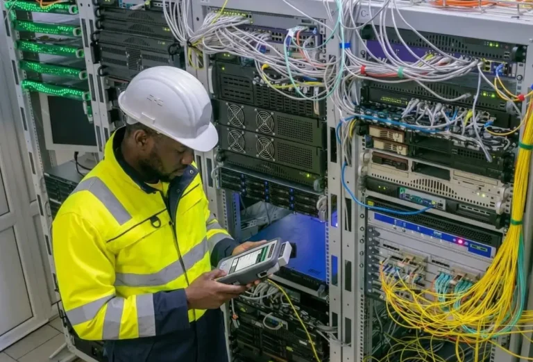 Technician with tester