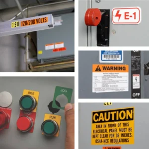 safety labels on a panel