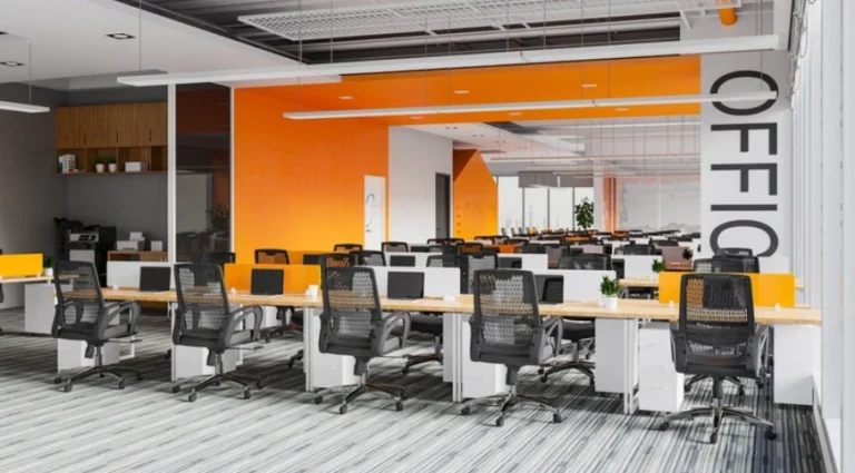 image of an office with workstations