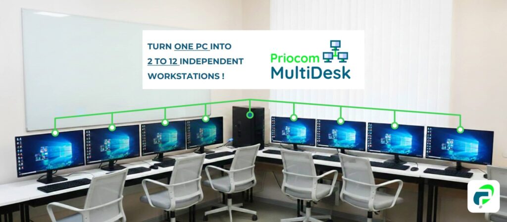 MultiDesk in action. 1 PC, multiple workstations
